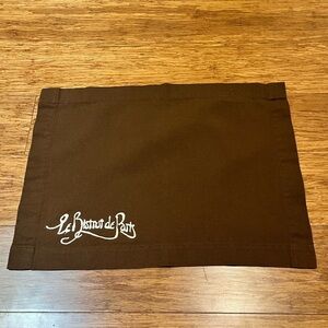 "Le Bistro De Paris" vintage embroidered dark brown napkin Continental Linen